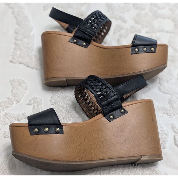 🖤 Tommy Hilfiger Rubena 2 Wedge Platform Sandals – Black – Size 8.5M - Picture 4 of 9